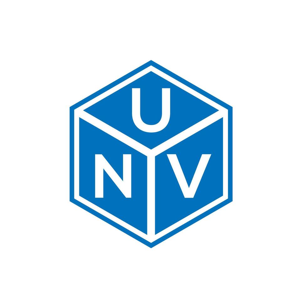 unv-Brief-Logo-Design auf schwarzem Hintergrund. unv kreative Initialen schreiben Logo-Konzept. unv Briefdesign. vektor