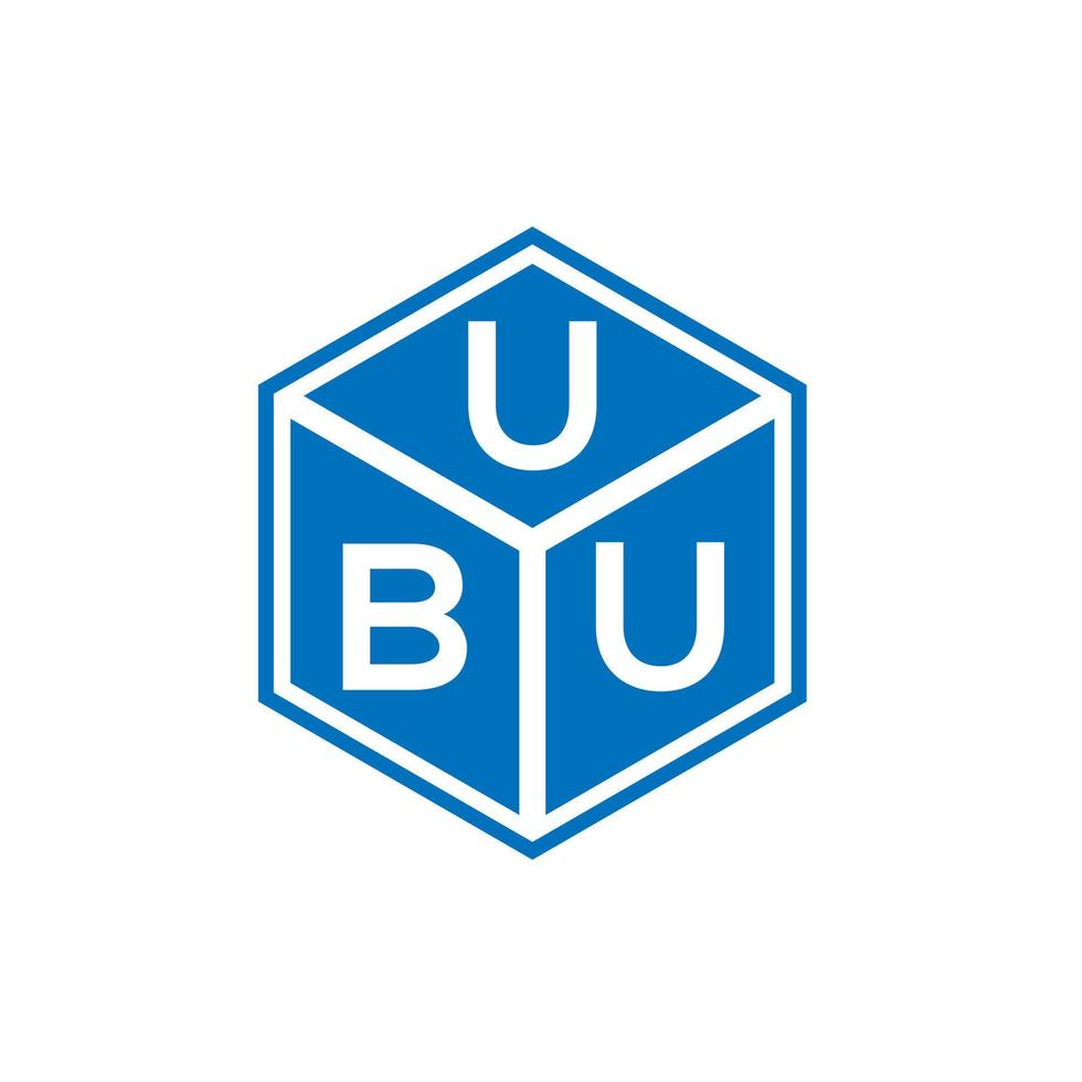 Ubu-Brief-Logo-Design auf schwarzem Hintergrund. Ubu kreative Initialen schreiben Logo-Konzept. Ubu-Buchstaben-Design. vektor