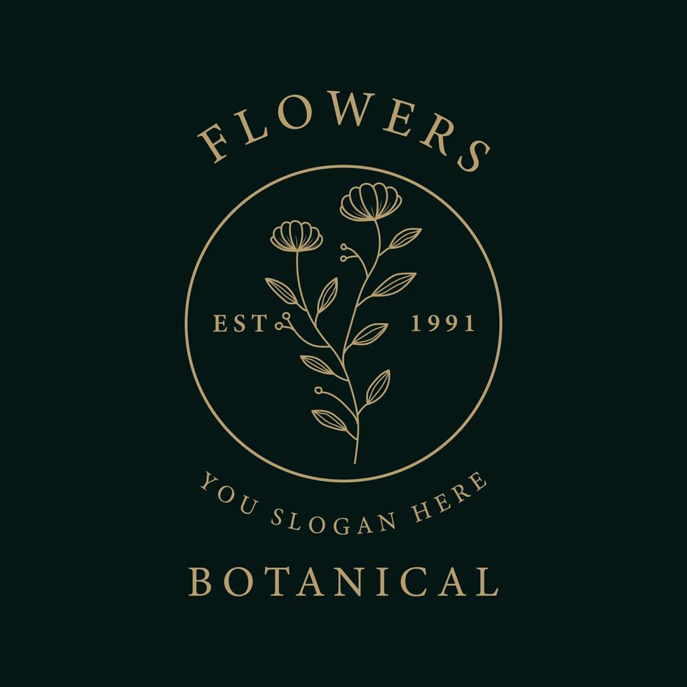 blomma linjekonst logotyp design samling vektor