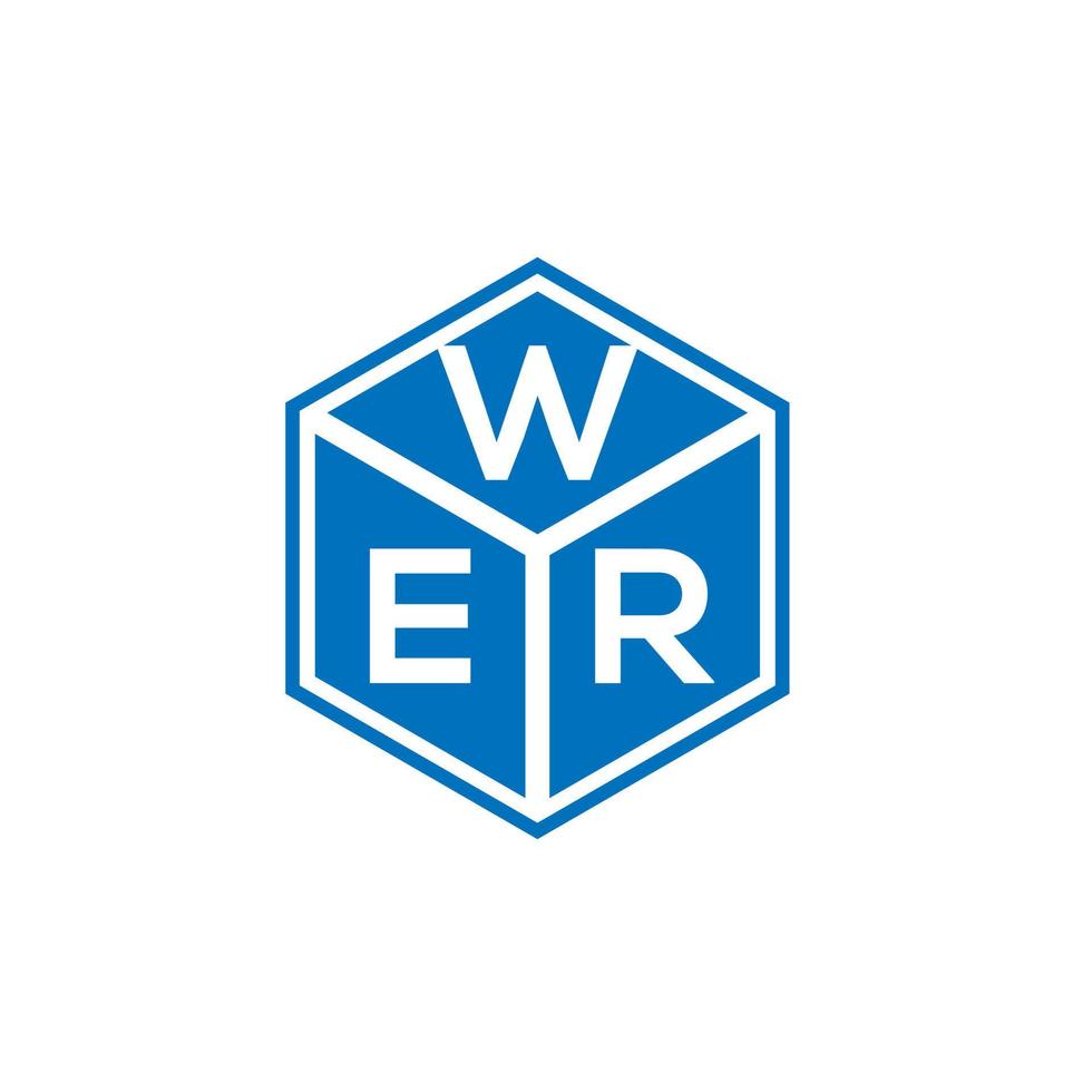 Wer-Brief-Logo-Design auf schwarzem Hintergrund. Wer kreatives Initialen-Buchstaben-Logo-Konzept. Wer Briefgestaltung. vektor