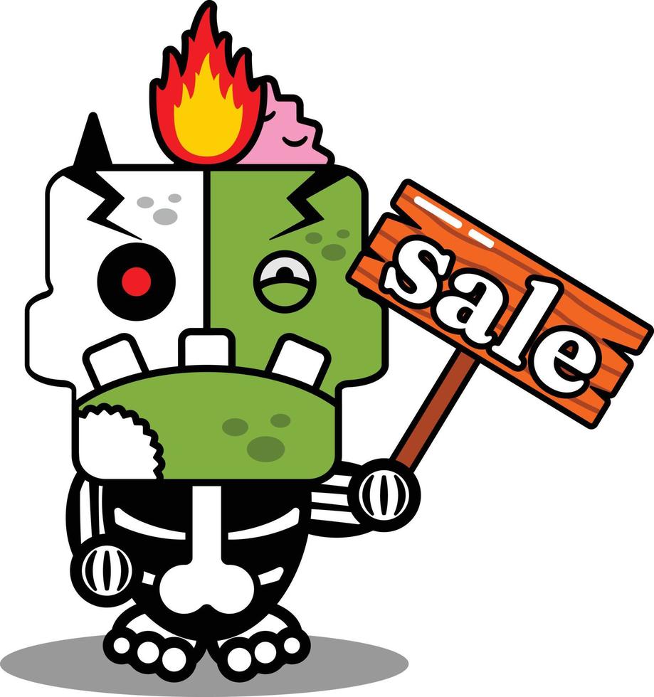 seriefigur kostym vektor illustration zombie ben maskot håller försäljning styrelse