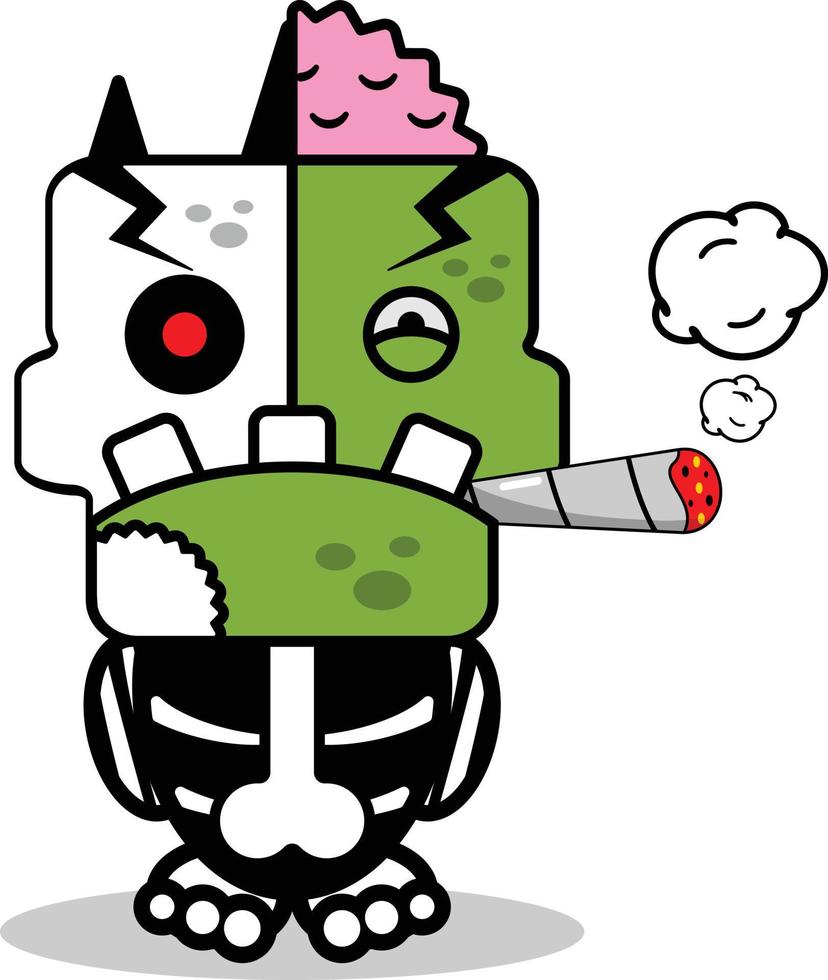 zeichentrickfigur kostüm vektorillustration zombie knochen maskottchen rauchen vektor