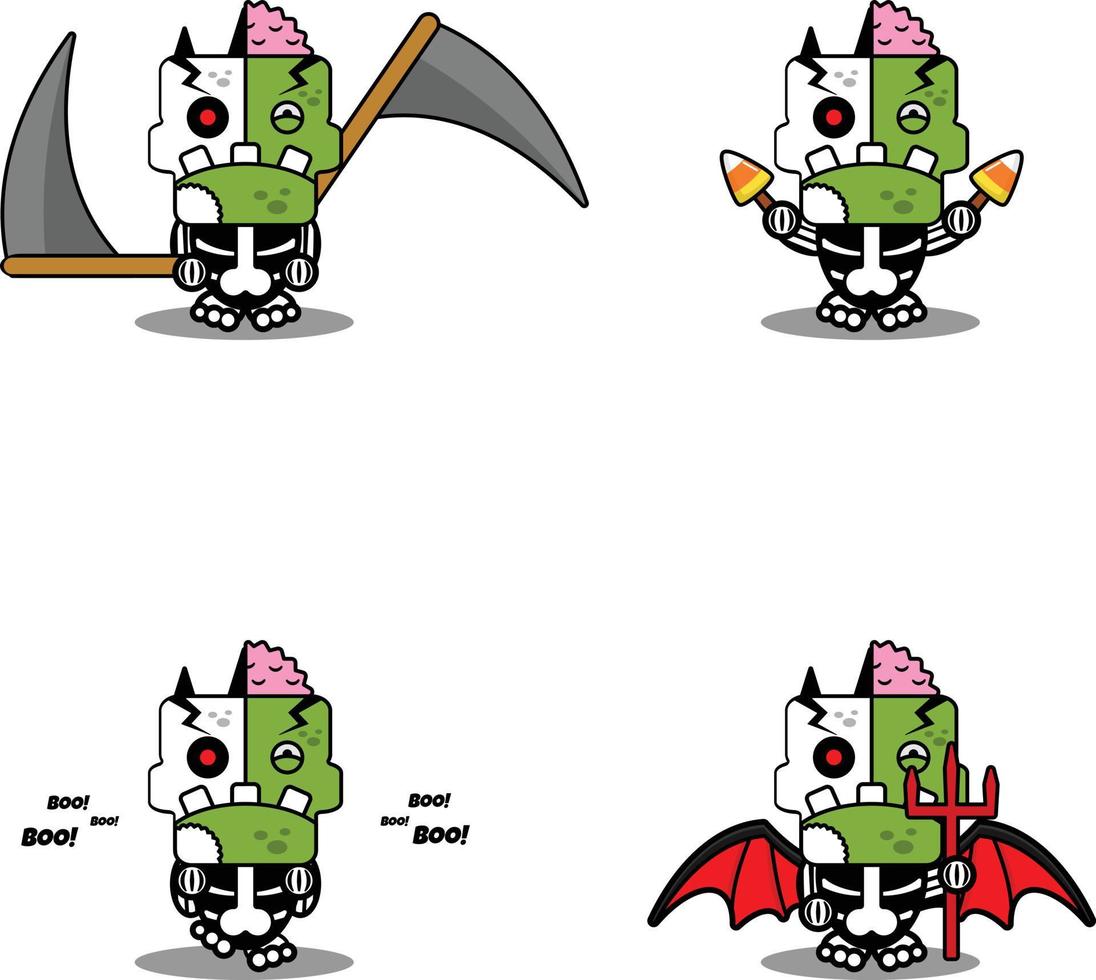 seriefigur kostym vektor illustration zombie ben bunt set halloween maskot