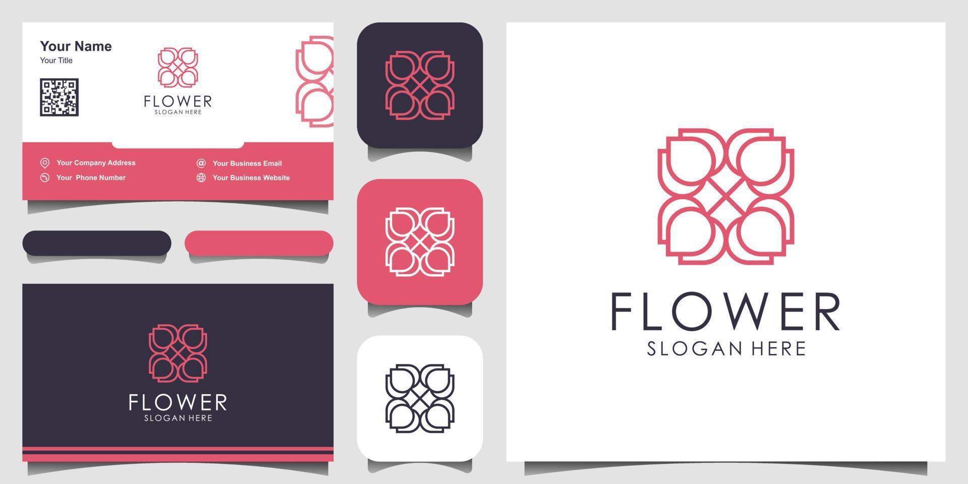 minimalistisches, elegantes Blumenornament-Logo-Design-Inspiration mit Linienkunststil. kosmetik, spa, schönheitssalon dekoration boutique vektorlogo und visitenkarte vektor