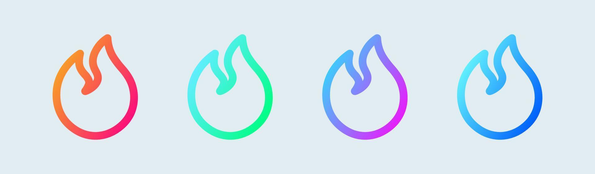 Flammenliniensymbol in Verlaufsfarben. Feuerzeichen-Vektorillustration. vektor