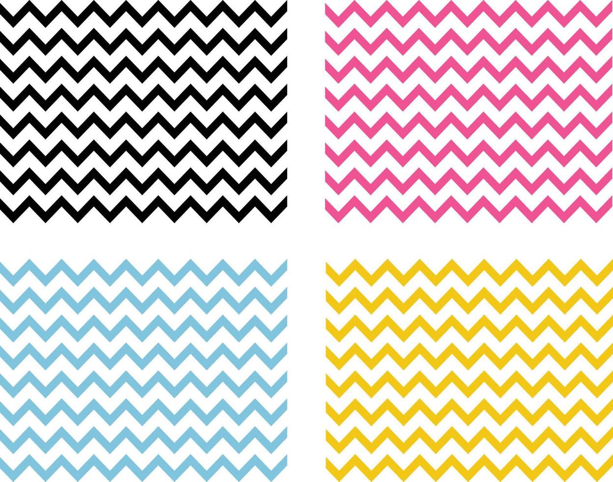 4 nahtlose Chevron-Muster. Chevron-Hintergrund. Zick-Zack-Tapete. vektor