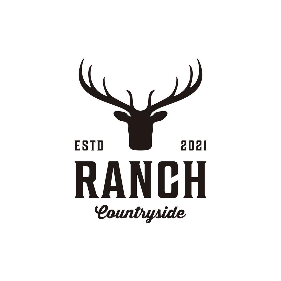 ranch vintage retro silhouette hirsch logo design vektor