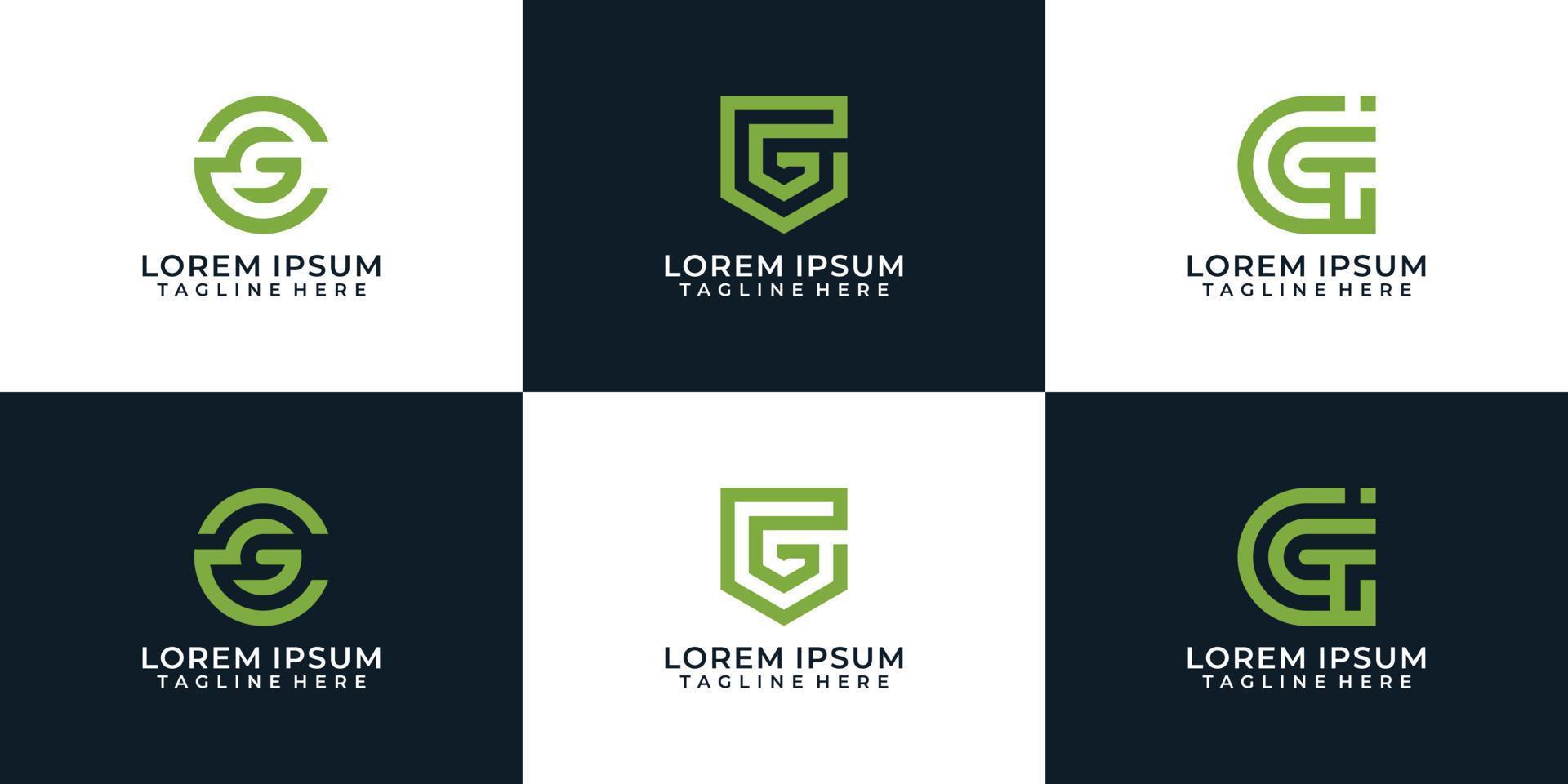 eine reihe kreativer buchstaben g-logo-designs vorlagen inspiration vektor