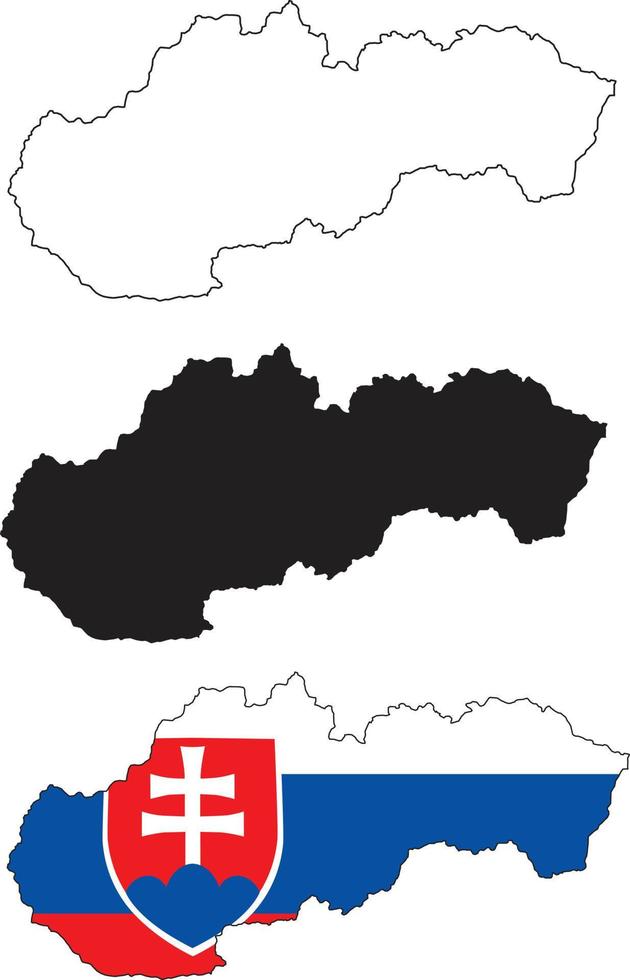 Karte der slowakischen Flagge auf weißem Hintergrund. Übersichtskarte der Slowakei. Slowakei Vektorkarte Silhouette. flacher Stil. vektor