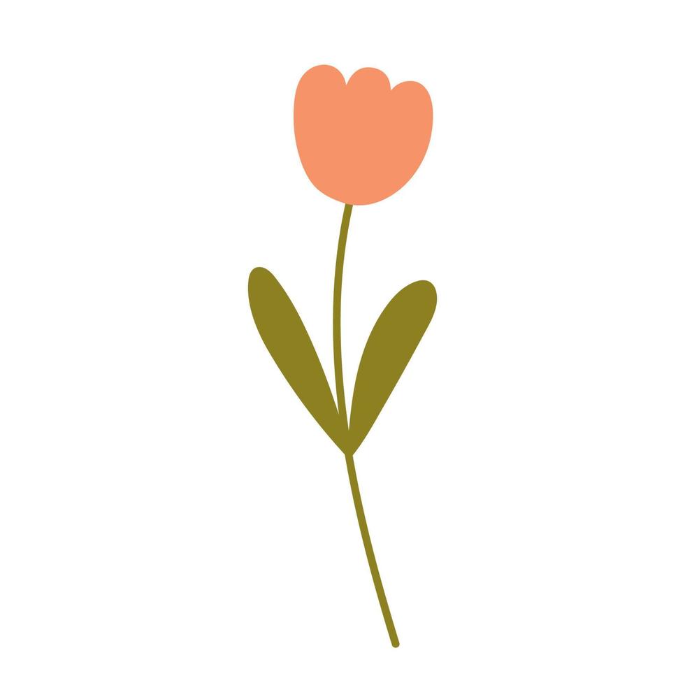 süße rosa Blume mit Blättern isoliert auf weißem Hintergrund. vektorillustration im handgezeichneten flachen stil. Perfekt für Karten, Logos, Dekorationen, Frühlings- und Sommerdesigns. botanische Cliparts. vektor