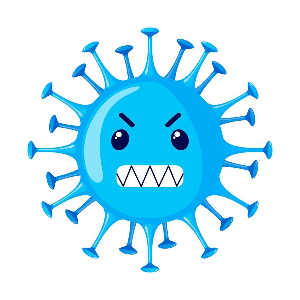 coronavirus monster ikon med argt ansikte i platt stil isolerad på vit bakgrund. 2019-ncov-koncept. vektor illustration.