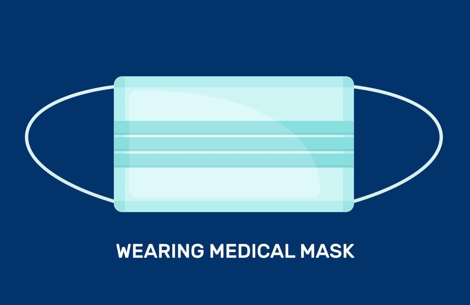 medicinsk engångsmask ikon i platt stil på mörkblå bakgrund. designelement för affisch eller banner. vektor illustration.
