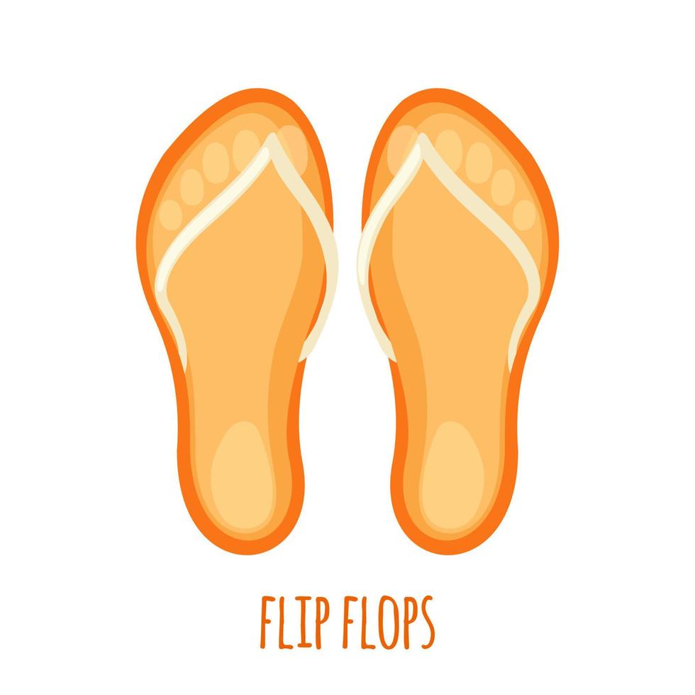 orangefarbene Strandsneaker oder Flip-Flops-Symbol im flachen Stil isoliert auf weißem Hintergrund. Strandpantoffeln unterzeichnen. Vektor-Illustration. vektor