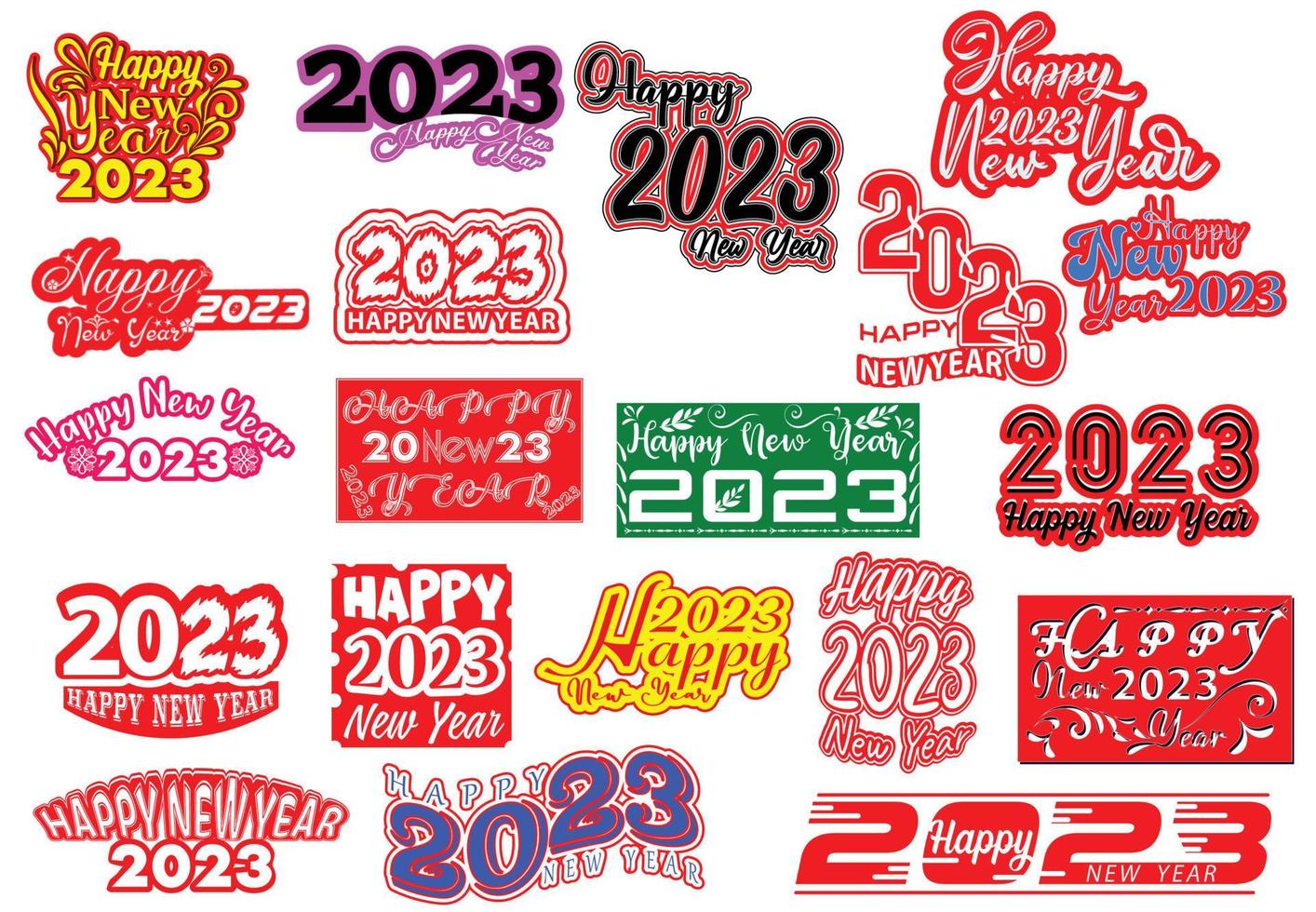 gott nytt år 2023 logotyp, banner, t-shirt designmall vektor