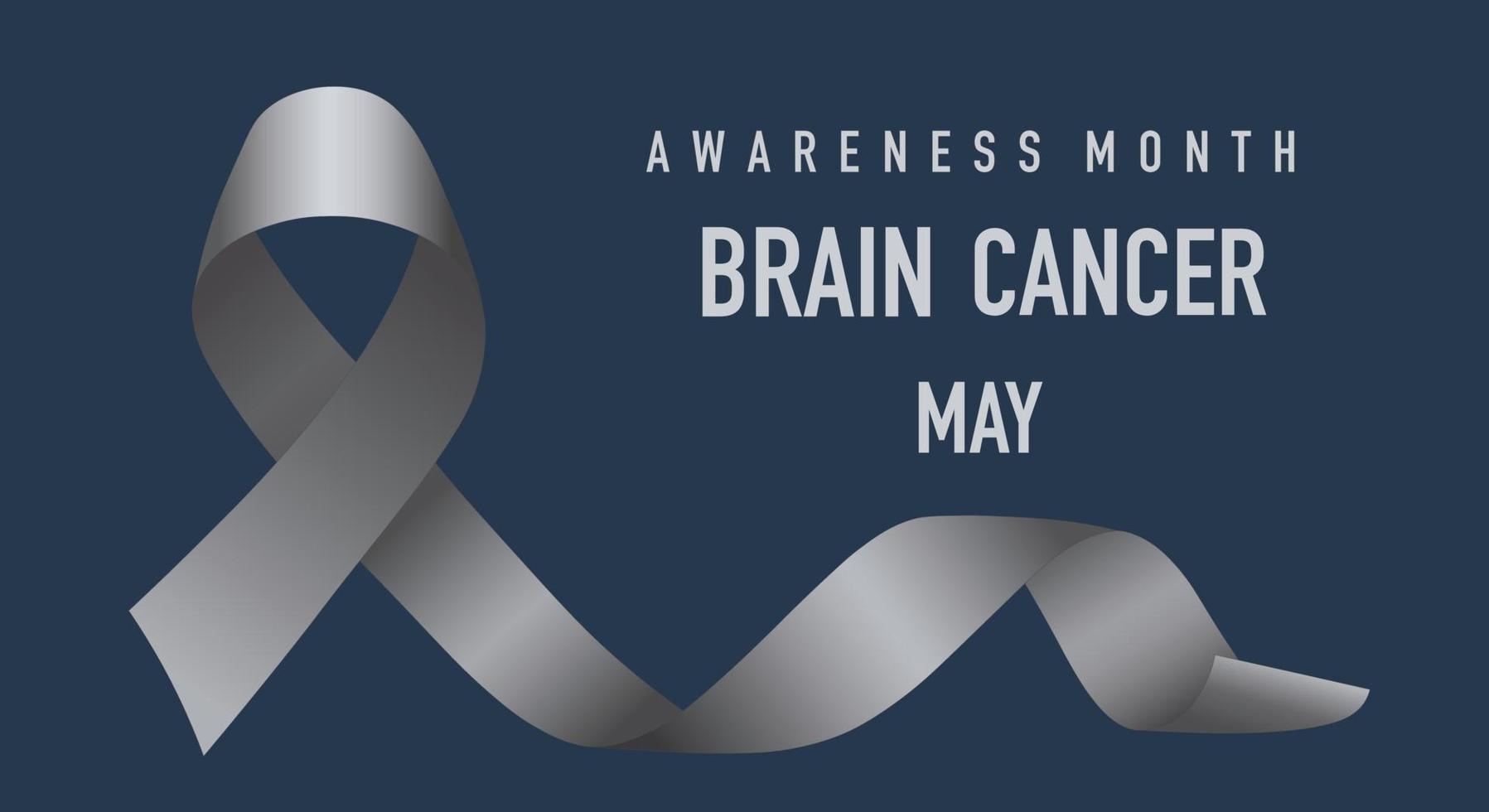medvetenhet om hjärncancer. hopp koncept. firas i maj. realistiskt grått band på en mörkblå bakgrund. affisch. vektor illustration