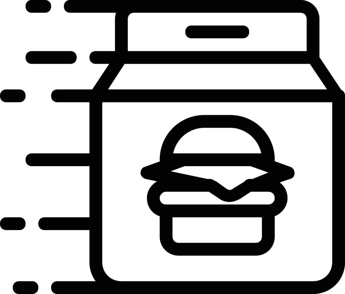 hamburgare mat leverans ikon med box förpackning eller take away. vektor
