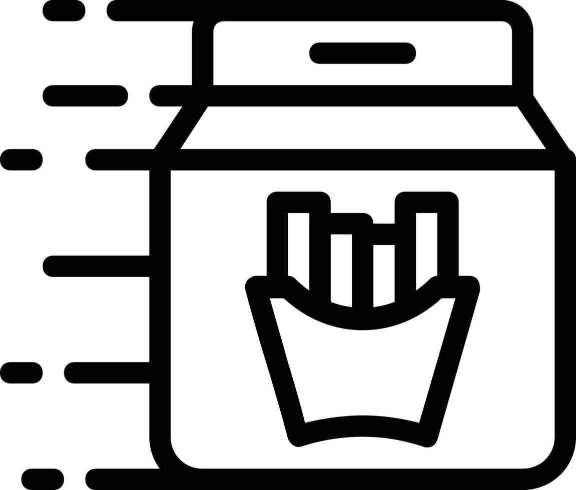 Pommes-Frites-Symbol für die Lieferung von Lebensmitteln mit Kartonverpackung oder zum Mitnehmen. vektor