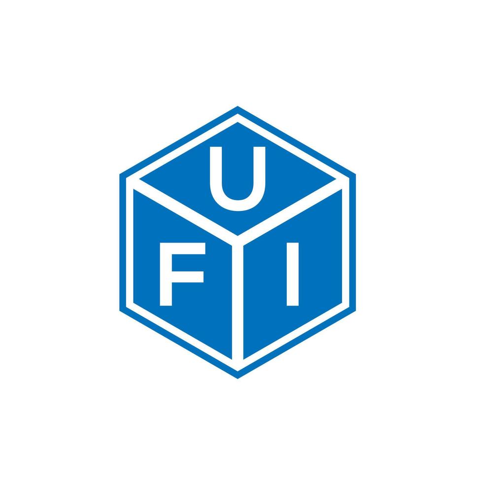 UFI-Brief-Logo-Design auf schwarzem Hintergrund. ufi kreatives Initialen-Buchstaben-Logo-Konzept. UFI-Buchstaben-Design. vektor