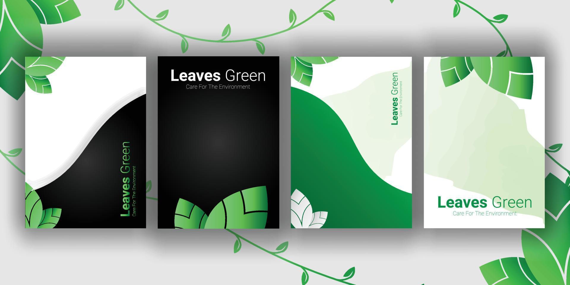 cover design hinterlässt grünes unternehmensgeschäft, sorge für das umweltkonzept vektor