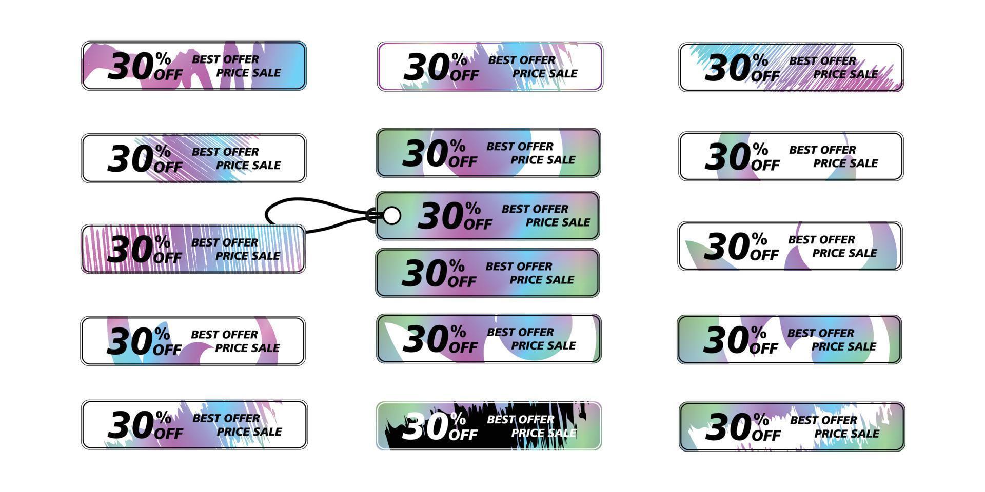 bästa rektangulära prislappsklistermärke. prislappar med olika former. klistermärken former för designmockups. prislappsklistermärken för förhandsgranskningsetiketter, etiketter, prislappar, kuponger och rabatt vektor