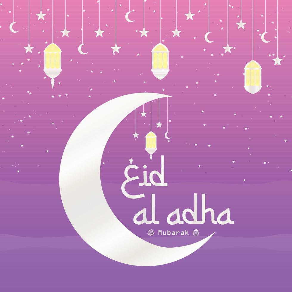 eid al-adha med gethuvud, moské, månstjärnor och lyktor. lämplig för banderoller, affischer, broschyrer, försäljningsbroschyrmallar vektor