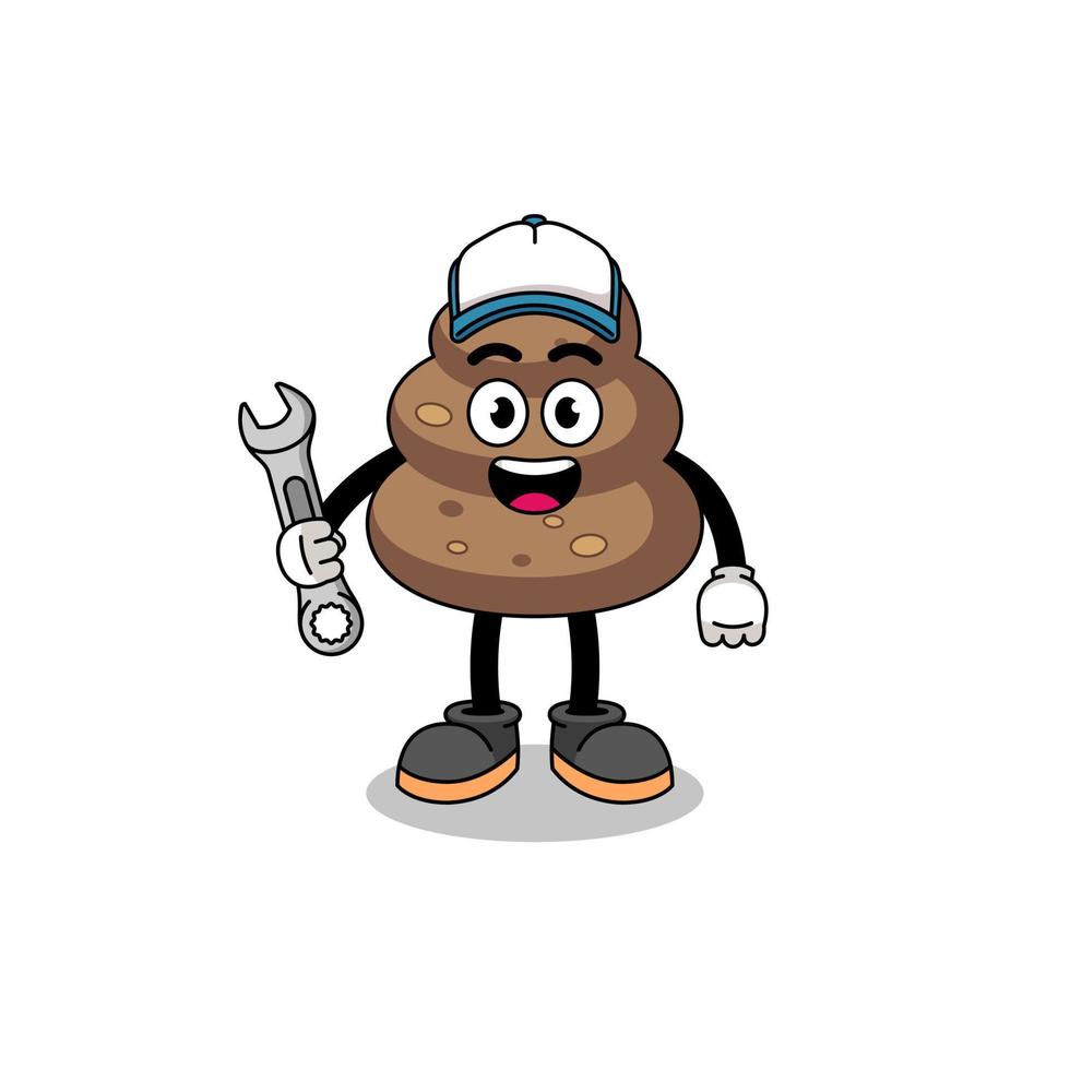 Poop Illustration Cartoon als Mechaniker vektor