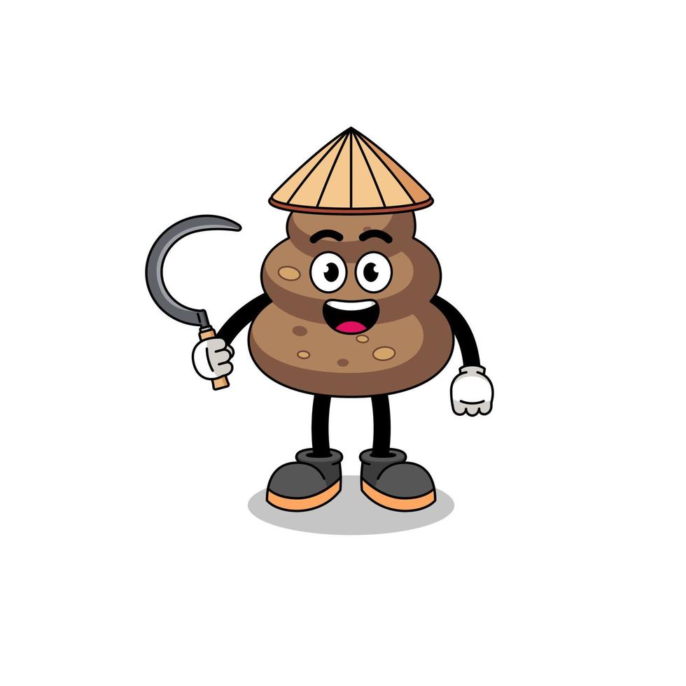 Illustration von Poop als asiatischer Bauer vektor