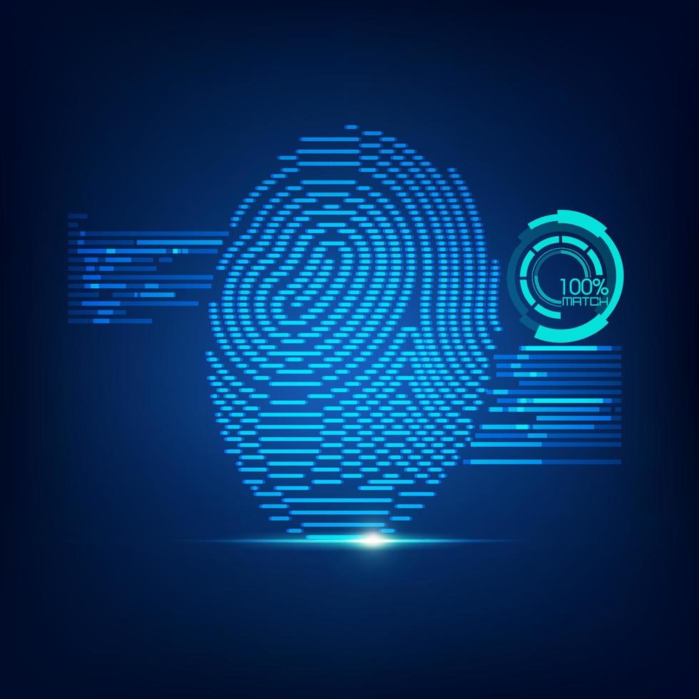 Fingerabdruck blau biometrisch vektor