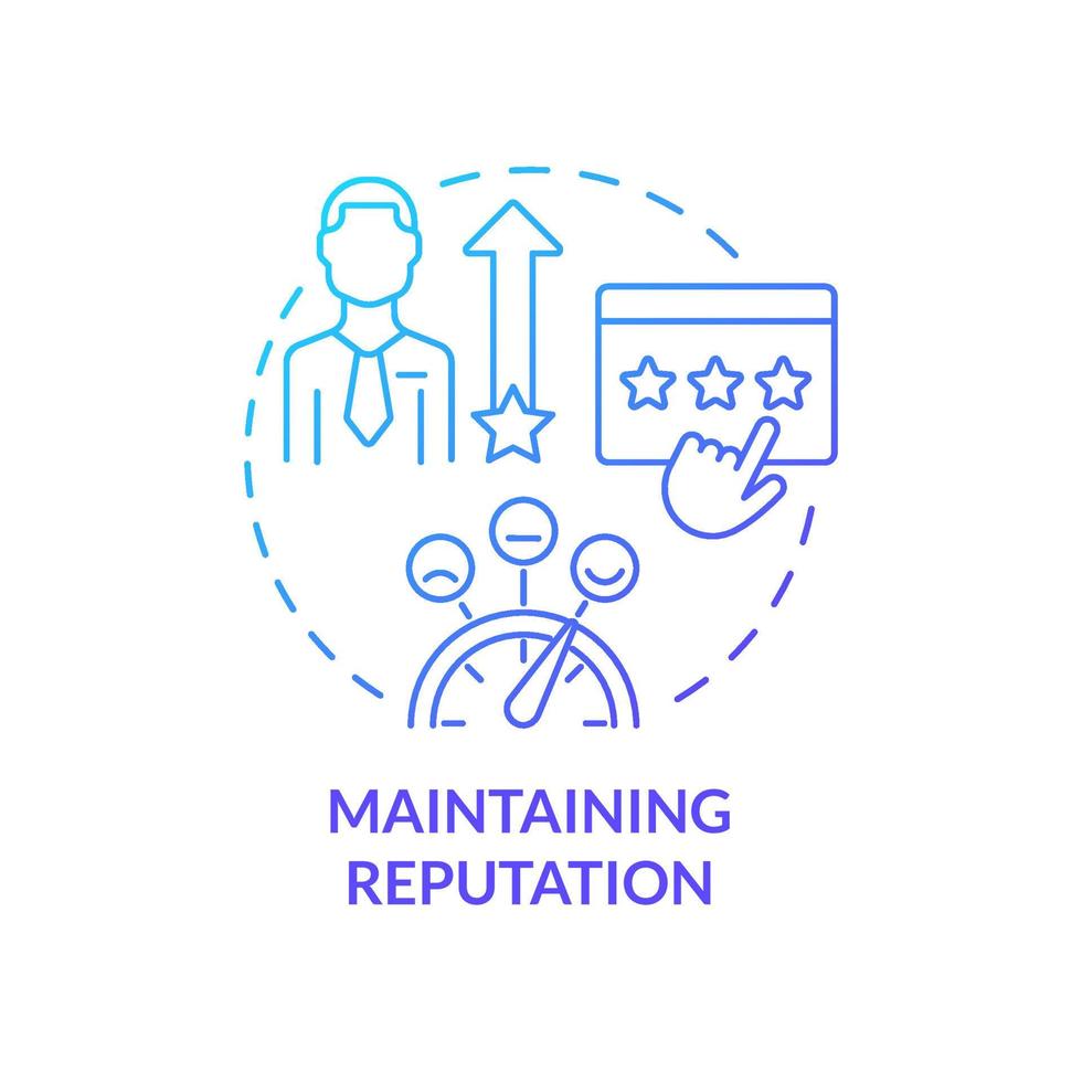 upprätthålla rykte blå gradient koncept ikon. grundläggande problem med start abstrakt idé tunn linje illustration. positiva recensioner. isolerade konturritning. vektor