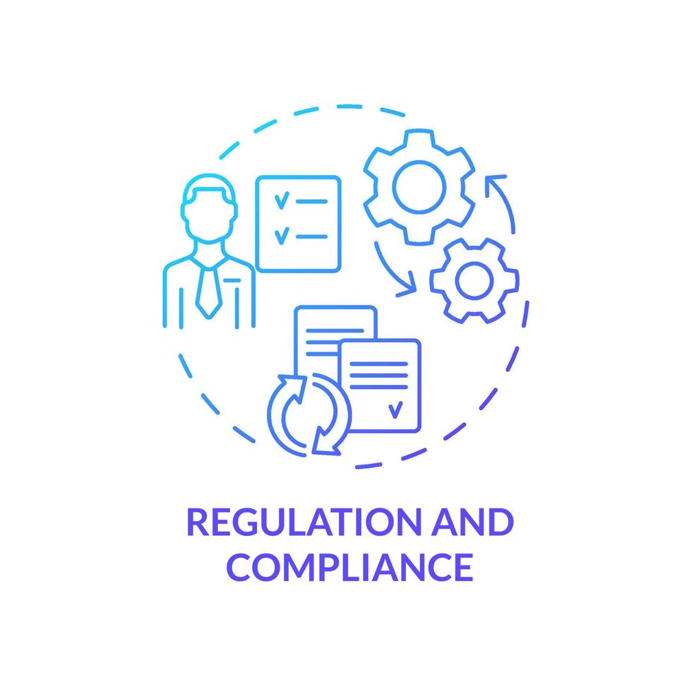 Symbol für blaues Gradientenkonzept für Regulierung und Compliance. Geschäftsherausforderung abstrakte Idee dünne Linie Illustration. Arbeitnehmerschutz. isolierte Umrisszeichnung. vektor