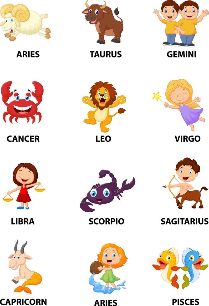 söt tecknad zodiac vektor