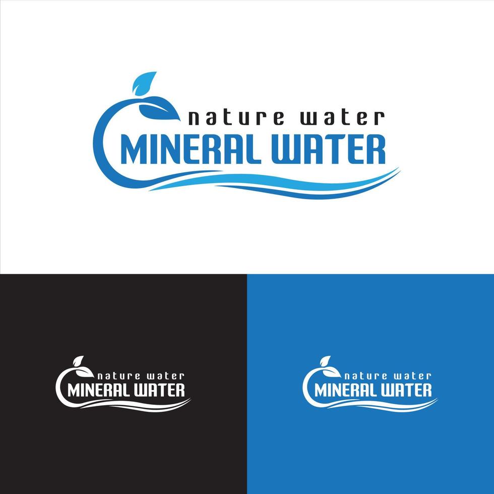 mineral waterl, naturvatten logotyp design med kurva blomma vektor