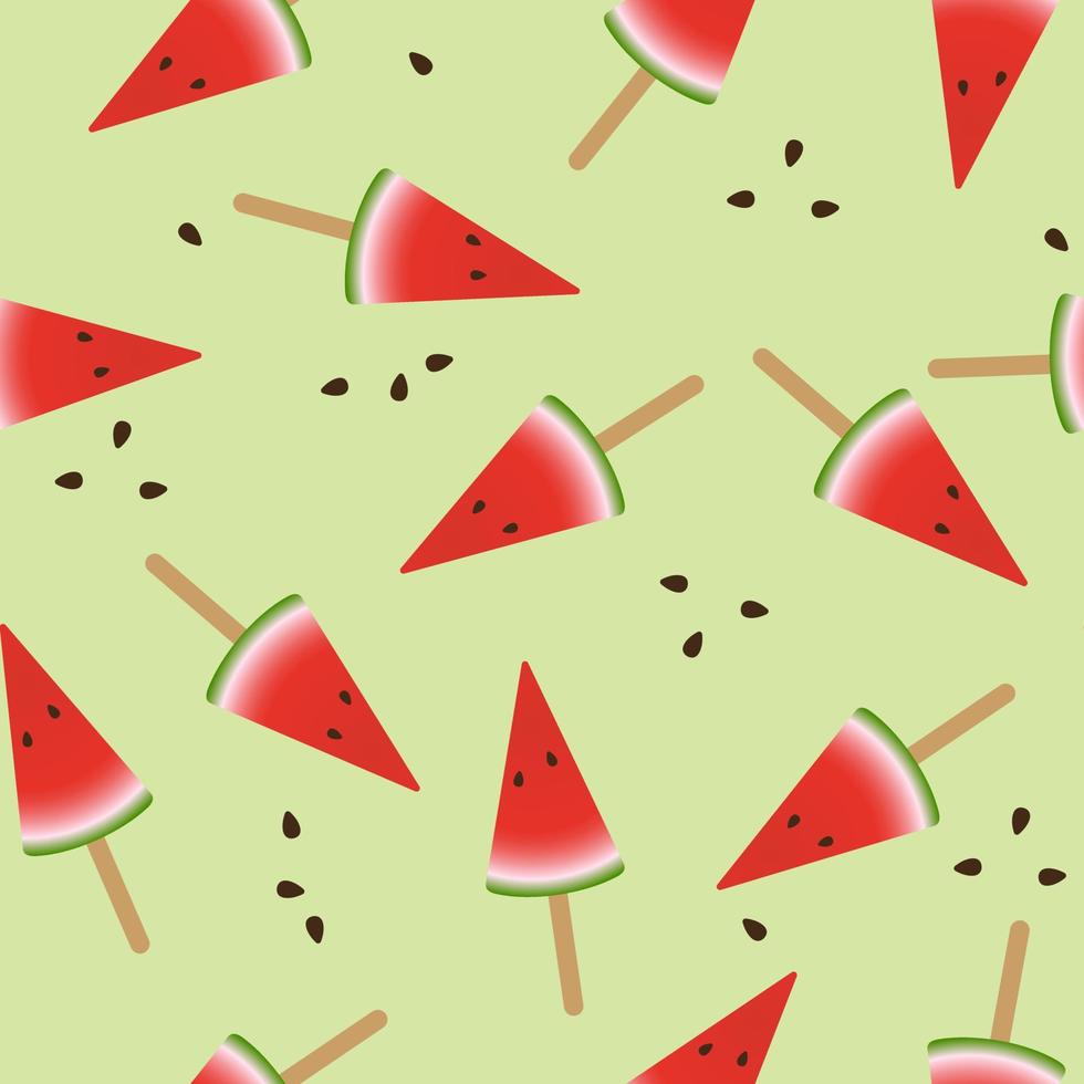 sömlös vattenmelon skiva mönster. vektor grön bakgrund.