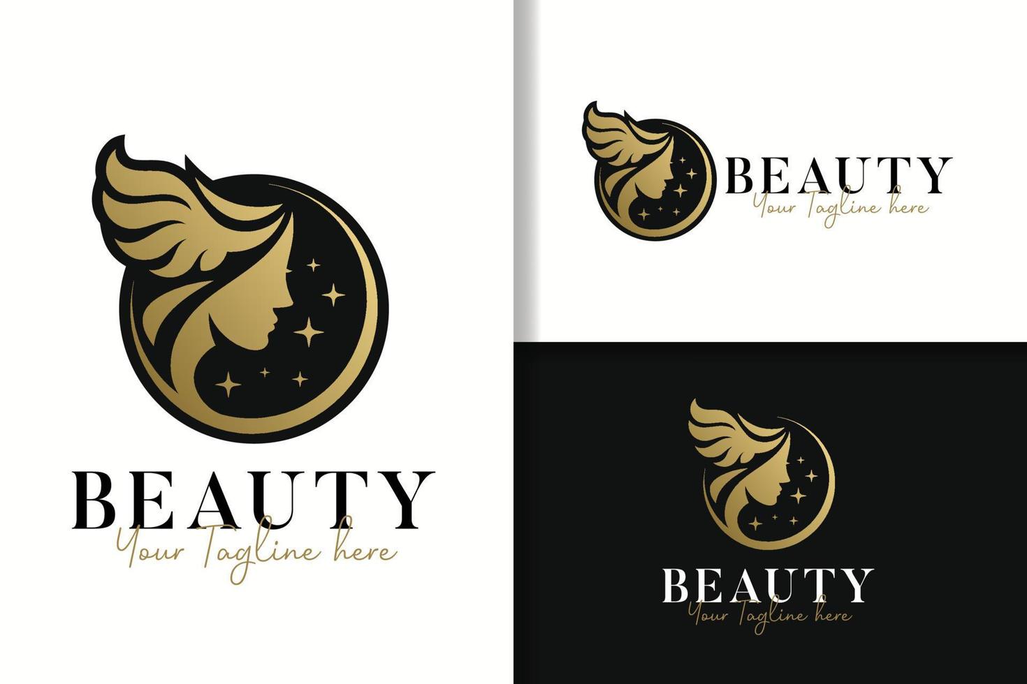 Schönheit Frauen einzigartige feminine Gold-Logo-Design-Vorlage vektor