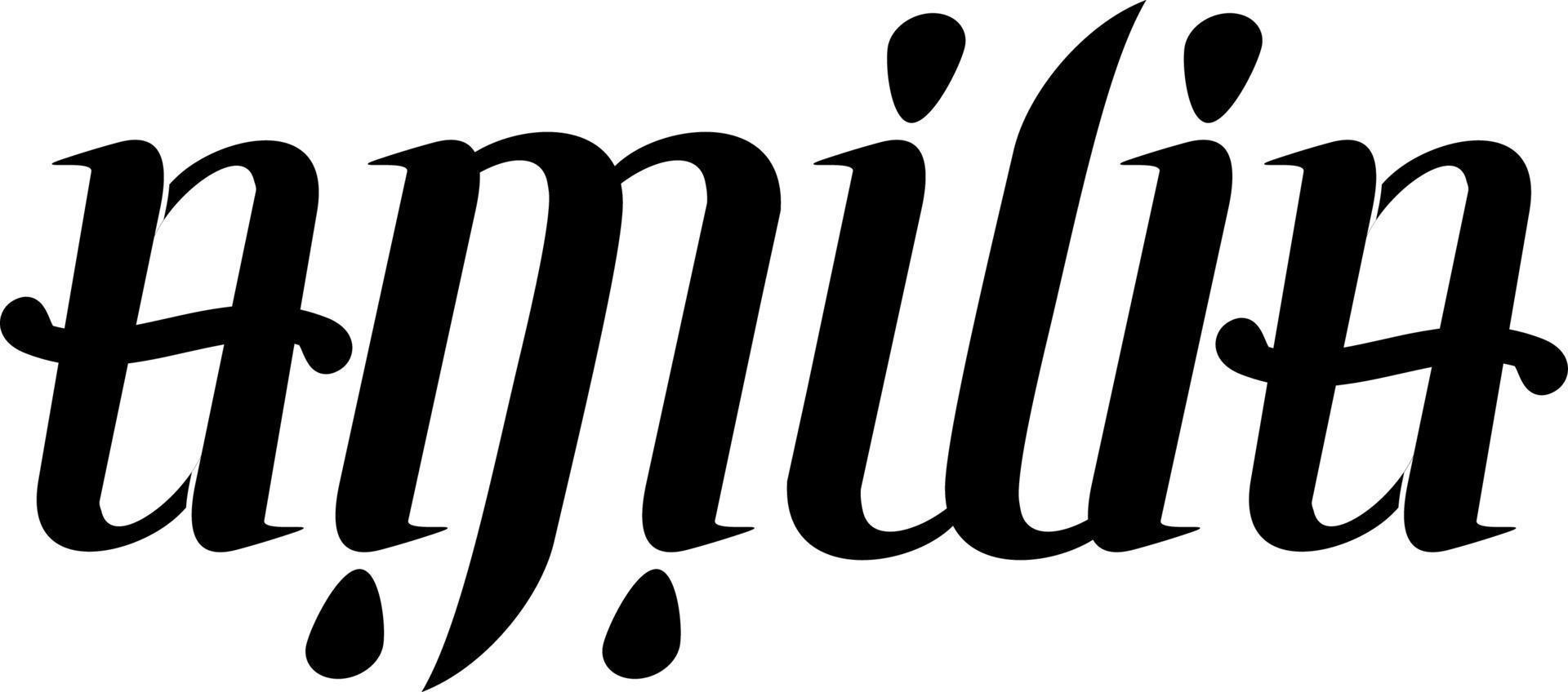 amilia ambigram kalligrafi vektor