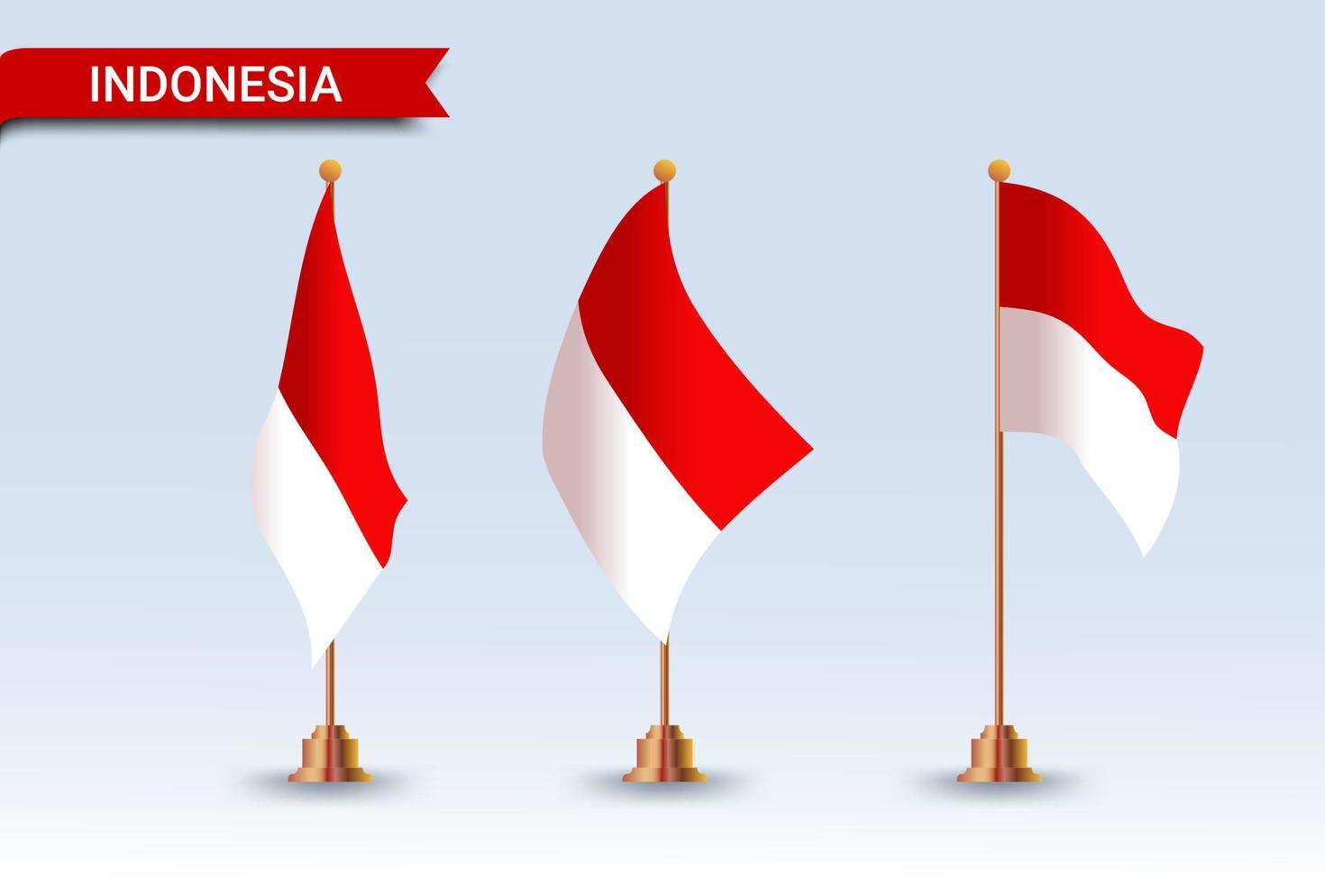 Indonesien-Tischfahnenset mit verschiedenen Stilen vektor