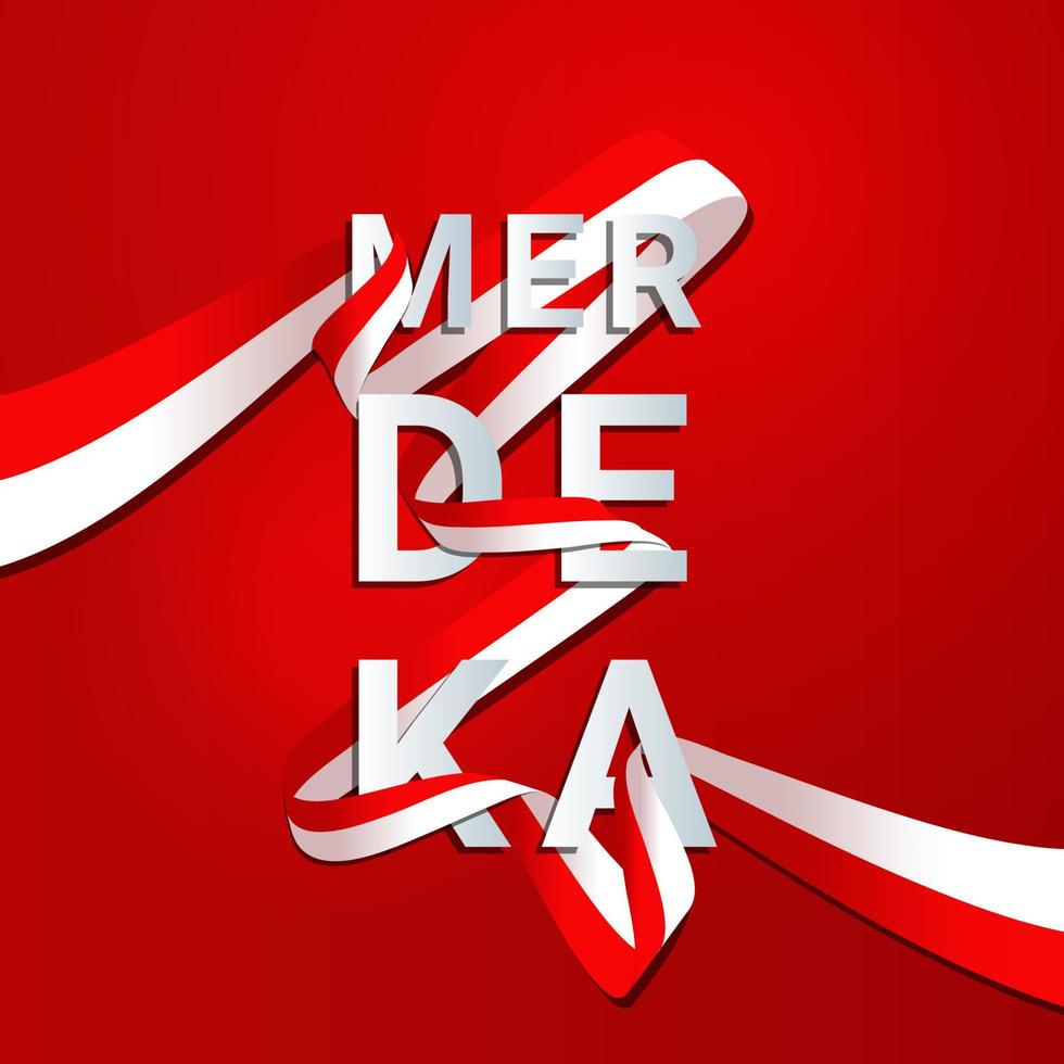 Merdeka-Text mit Fahnen verziert vektor