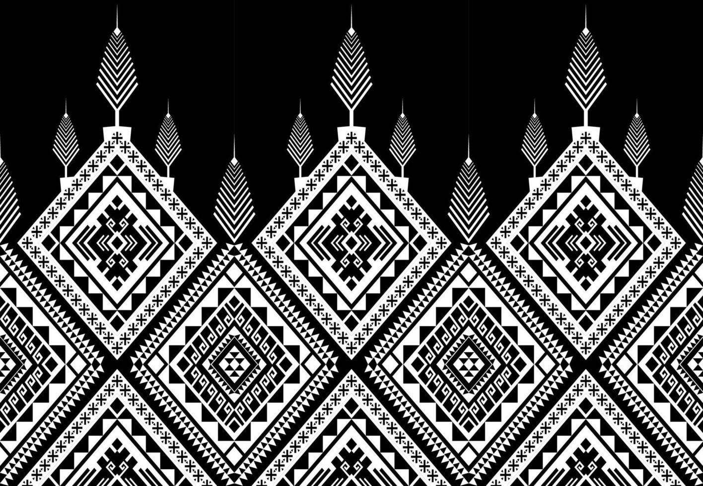 etniska sömlösa mönster traditionella geometriska svart och vitt. design för bakgrund, matta, tapeter, kläder, inslagning, batik, tyg, vektorillustration.broderistil. vektor