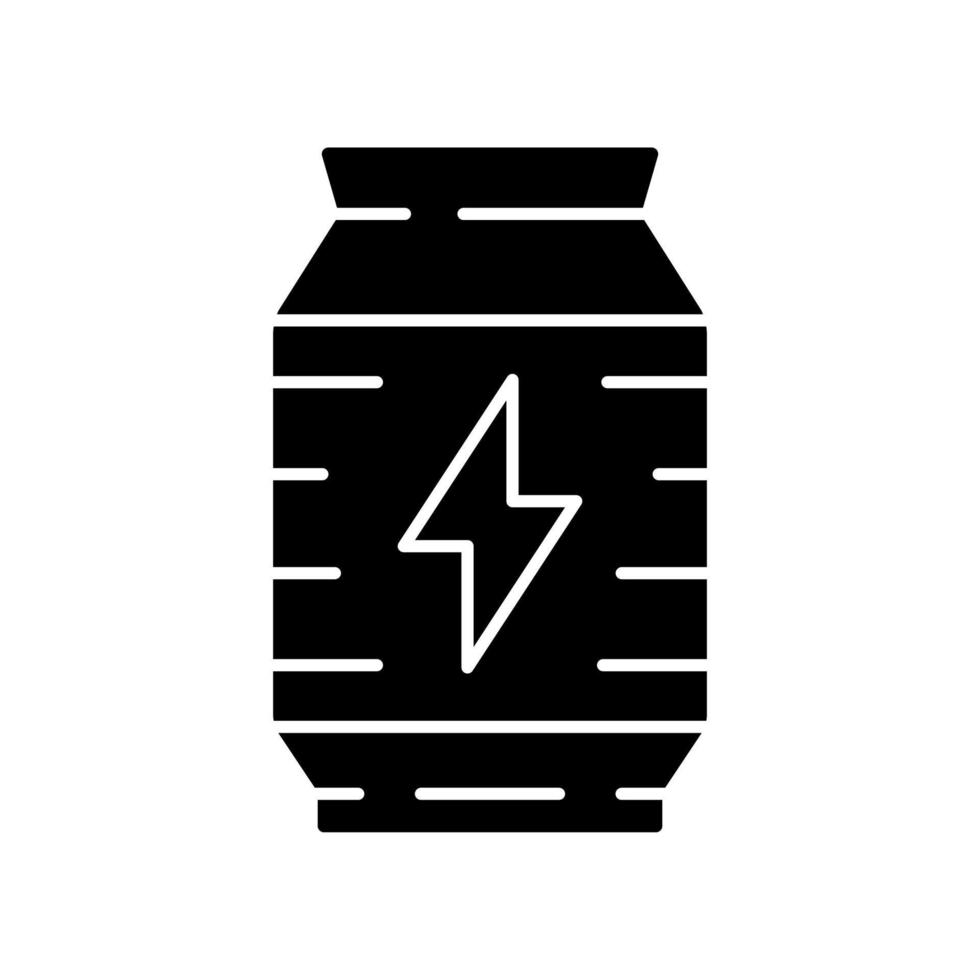 Energy-Drink-Glyphe-Symbol. Videospiel Extraleben, Energie. Erholungsstufen. Getränkedose. Bestand an Computerspielen. Cybersport-Ausrüstung. Silhouettensymbol. negativer Raum. vektor isolierte illustration