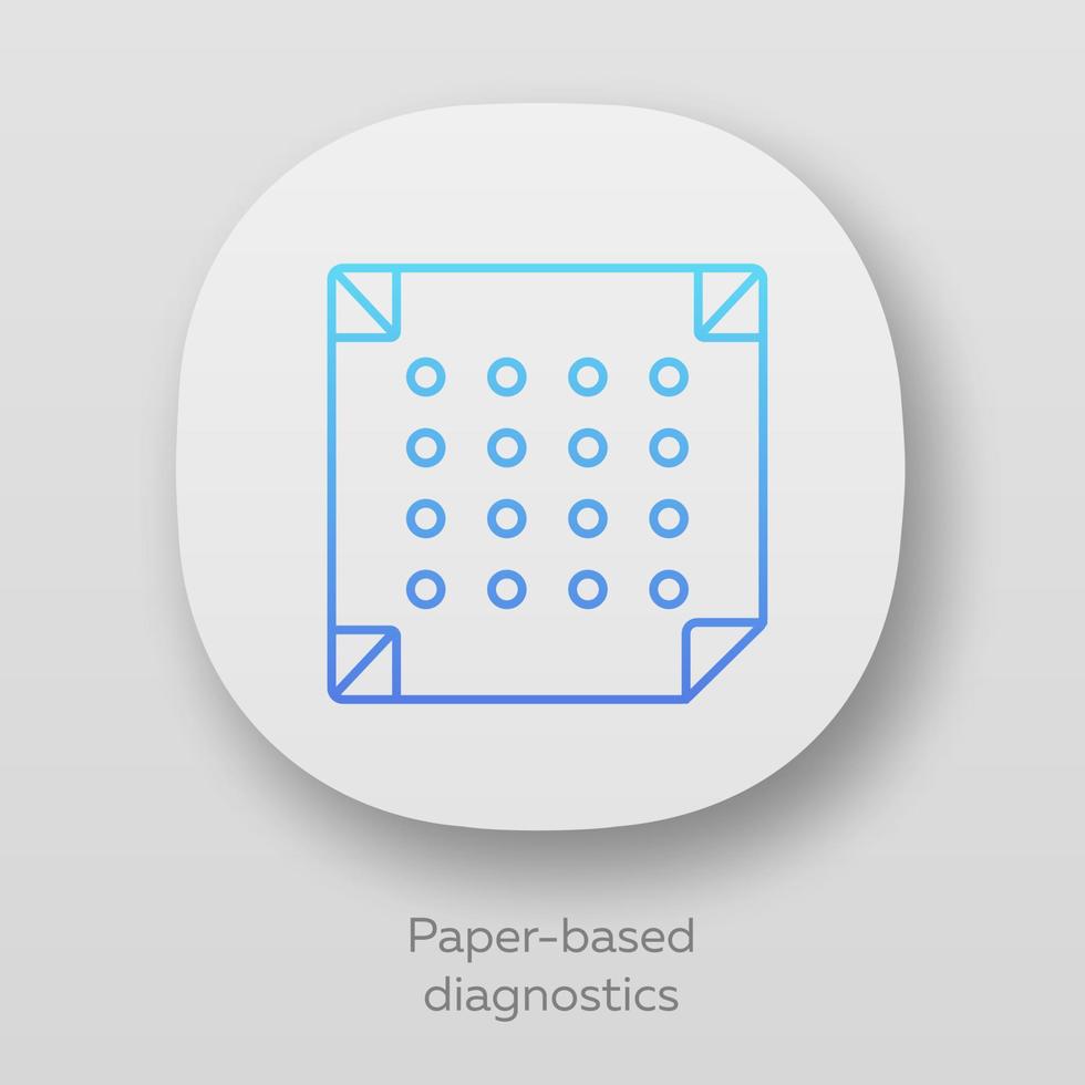 Symbol für die papierbasierte Diagnose-App. Biosensor. schnelle Analyseergebnisse. Biotechnologie. ui ux-benutzeroberfläche. Web- oder mobile Anwendungen. Vektor isolierte Illustrationen