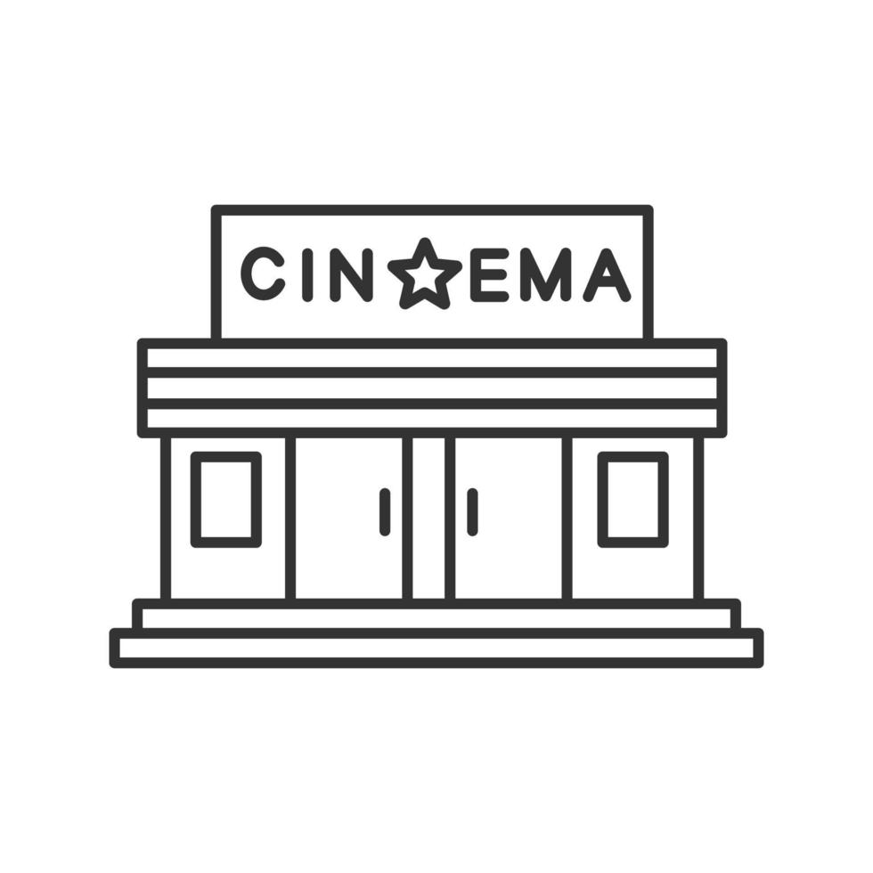 Lineares Symbol für Kinogebäude. dünne Liniendarstellung. Kino. Kontursymbol. Vektor isoliert Umrisszeichnung