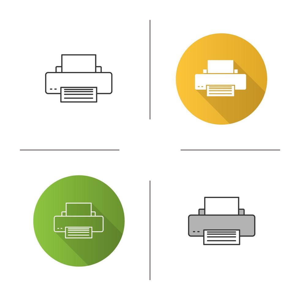 Druckersymbol. Drucker. flaches Design, lineare und Farbstile. isolierte Vektorgrafiken vektor