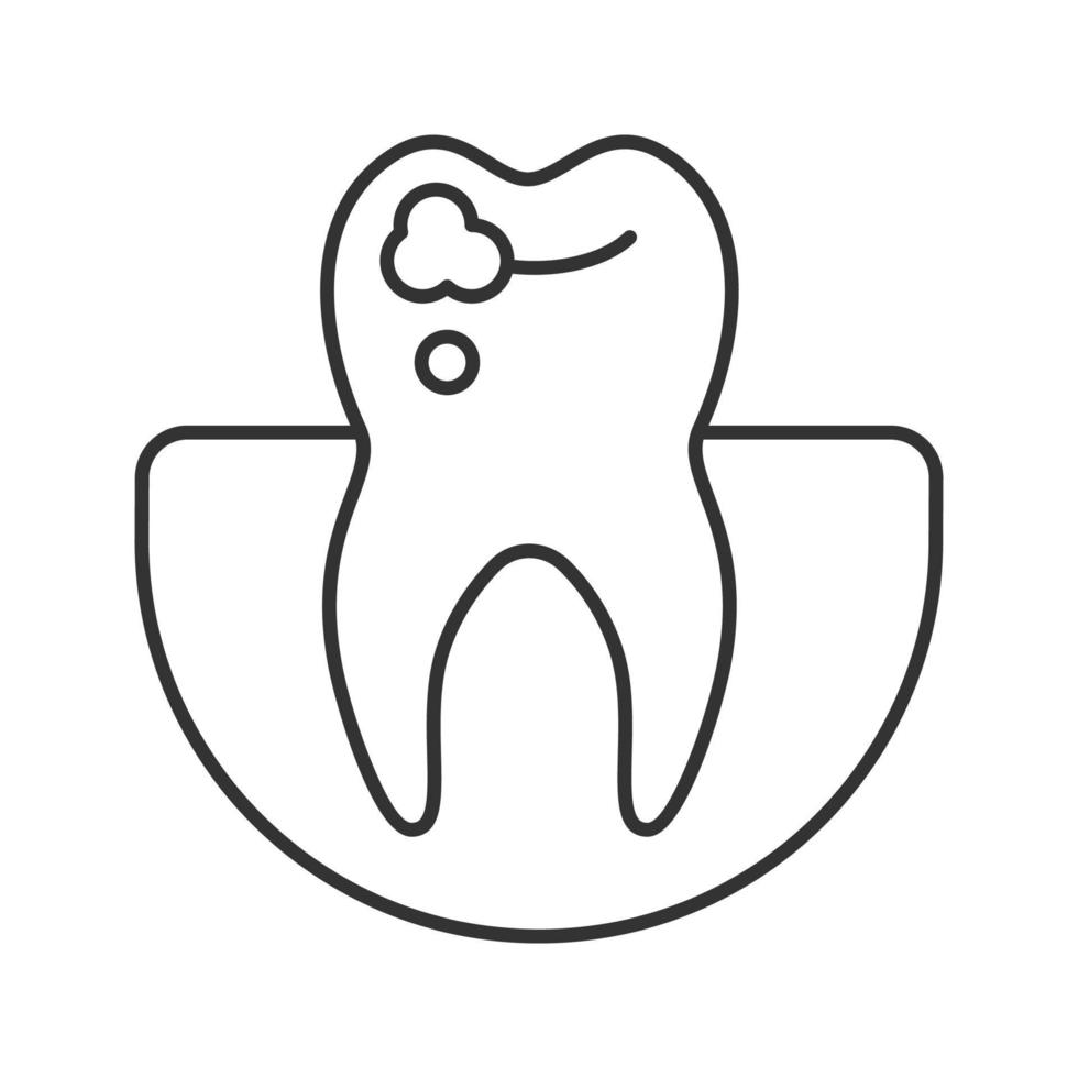 karies linjär ikon. tunn linje illustration. sjuk tand. kontur symbol. vektor isolerade ritning