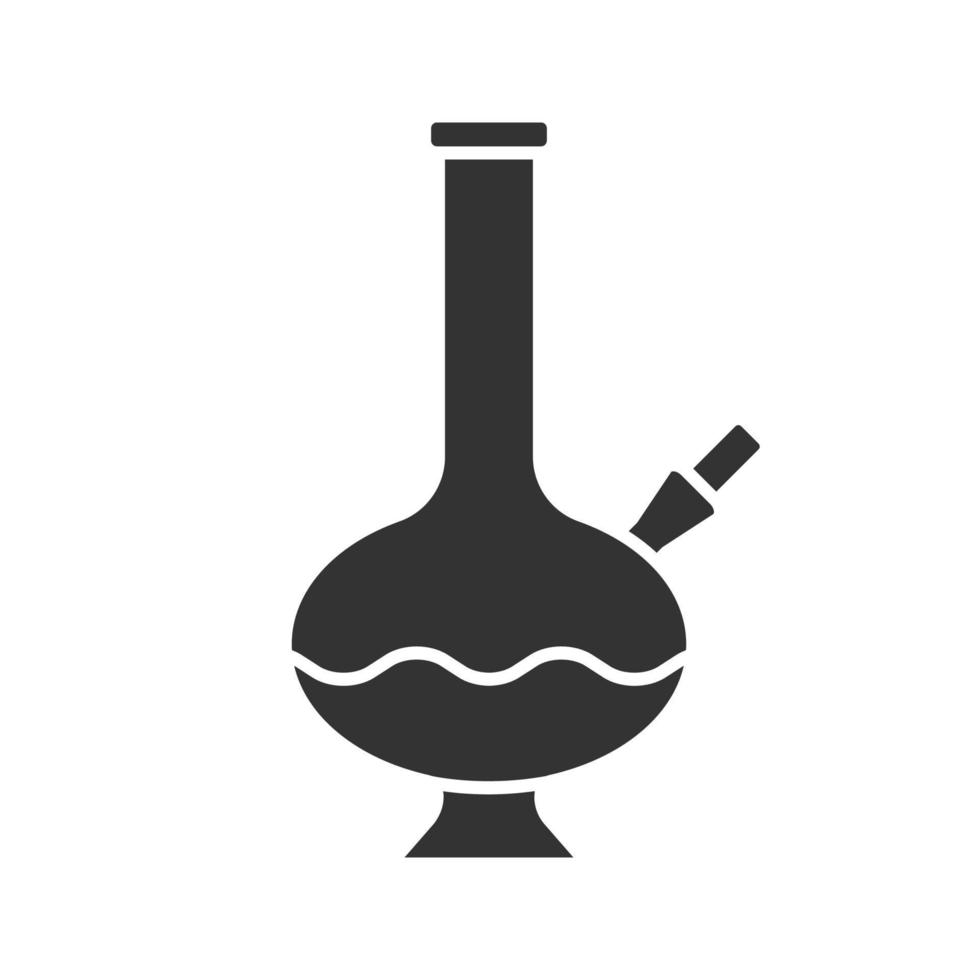 bong glyfikon. marijuana vattenpipa. siluett symbol. negativt utrymme. vektor isolerade illustration