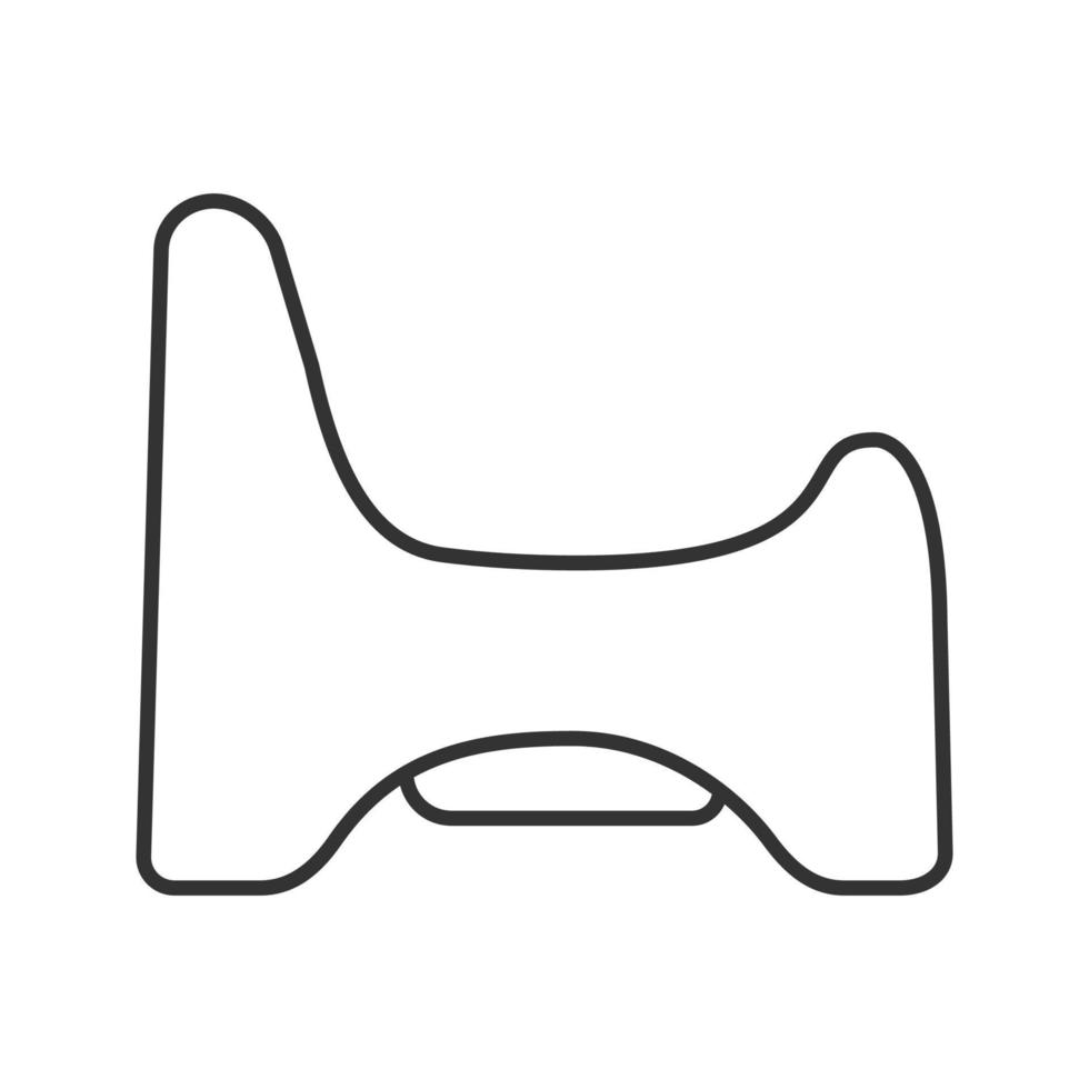 Lineares Symbol für den Töpfchenstuhl. Baby-WC. dünne Liniendarstellung. Kontursymbol. Vektor isoliert Umrisszeichnung