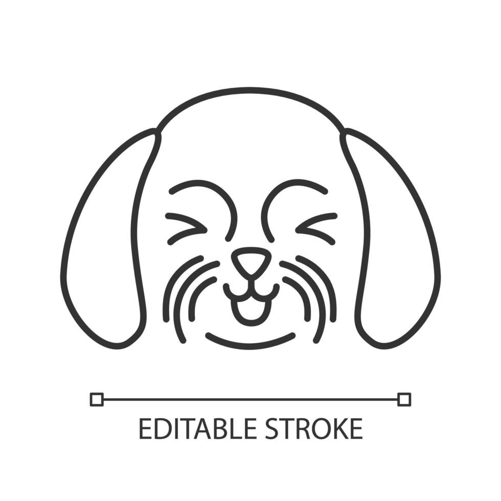 shih tzu niedlicher kawaii linearer charakter. Symbol für dünne Linie. Hund mit lächelnder Schnauze. Tier mit schielenden Augen. Haushündchen mit herausgestreckter Zunge. vektor isoliert umriss illustration. editierbarer Strich