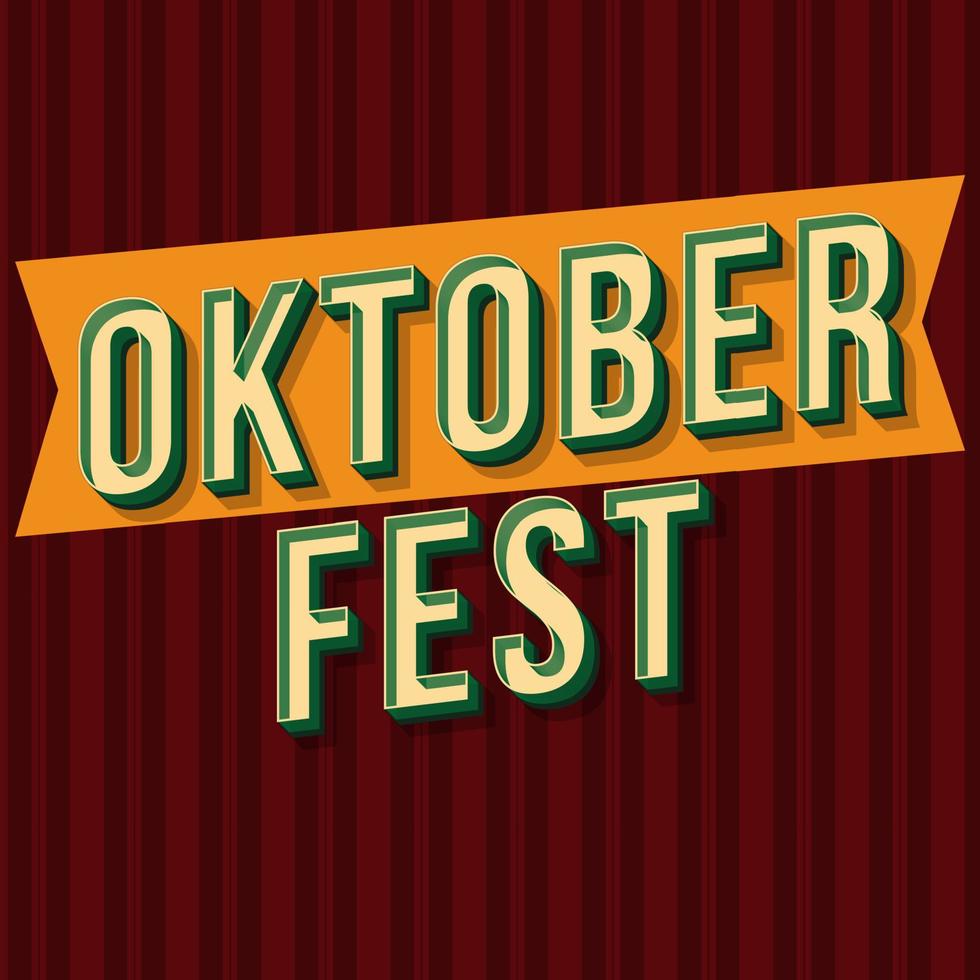 oktoberfest vintage 3d vektor bokstäver. retro fet typsnitt. popkonst stiliserad text. bokstäver i gammal skolstil. 90-talet, 80-talet festlig affisch, banner typografi. vinröd halvton randig färgbakgrund