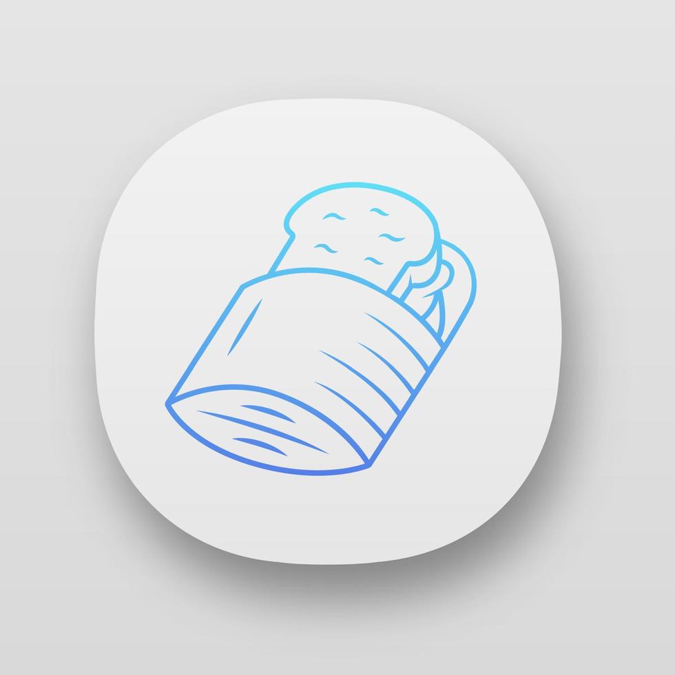 återanvändbar smörgåspåse app-ikon. noll avfall återvinningsbar pappersmatsäck för hamburgare. miljövänlig snacksbehållare. uiux användargränssnitt. webb- eller mobilapplikationer. vektor isolerade illustrationer