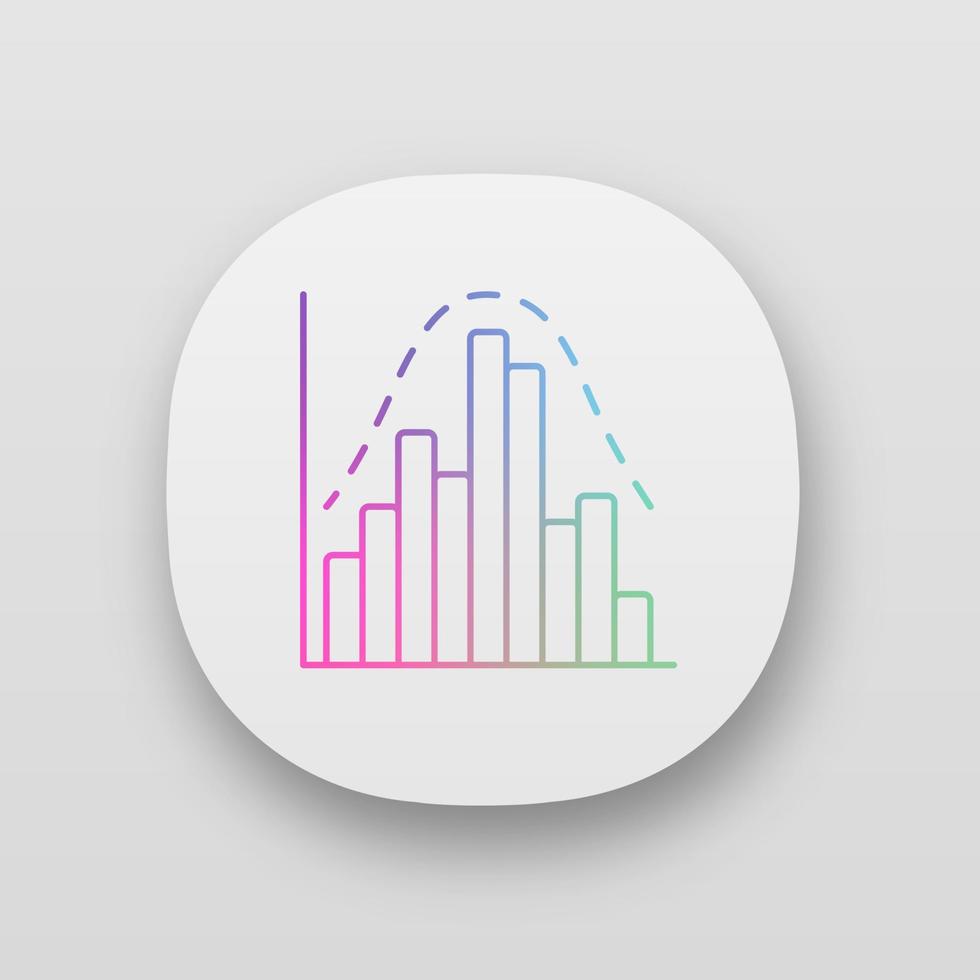 Histogramm-App-Symbol. Diagramm. Geschäft Handelsinformationen. Finanzanalytik. statistische Daten. Bericht in sichtbarer Form. ui ux-Benutzeroberfläche. Web- oder mobile Anwendungen. Vektor isolierte Illustrationen