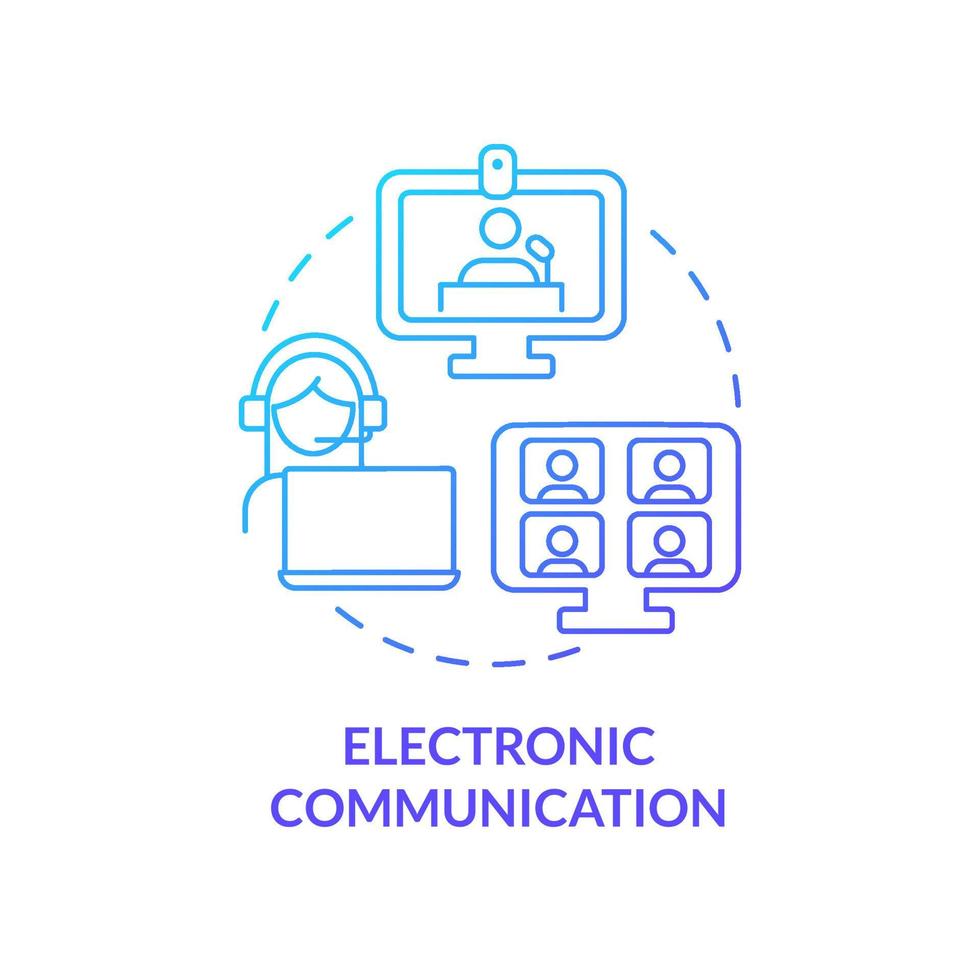 elektronisk kommunikation blå gradient koncept ikon. överföra information digitalt abstrakt idé tunn linje illustration. affärssamtal. isolerade konturritning vektor